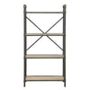 Three Tier Metal Bookshelf With Wooden Shelves Oak Brown & Gray AMF-97163