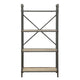 Three Tier Metal Bookshelf With Wooden Shelves Oak Brown & Gray AMF-97163