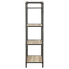 Three Tier Metal Bookshelf With Wooden Shelves Oak Brown & Gray AMF-97163