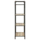 Three Tier Metal Bookshelf With Wooden Shelves Oak Brown & Gray AMF-97163