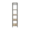 Five Tier Metal Bookshelf With Wooden Shelves Oak Brown & Gray AMF-97164