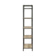 Five Tier Metal Bookshelf With Wooden Shelves Oak Brown & Gray AMF-97164