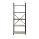 Five Tier Metal Bookshelf With Wooden Shelves Oak Brown & Gray AMF-97164