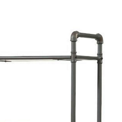 Five Tier Metal Bookshelf With Wooden Shelves, Oak Brown & Gray