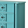 5 Drawer Jewelry Armoire with Flip Top Mirror and Fluted Legs, Blue