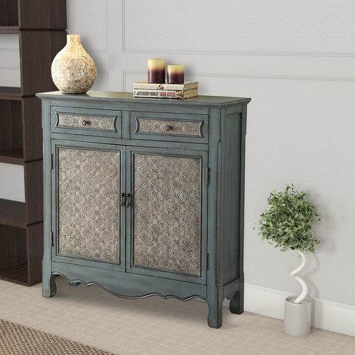 Storage Cabinet | 2 Doors | 2 Drawers | Antique Blue