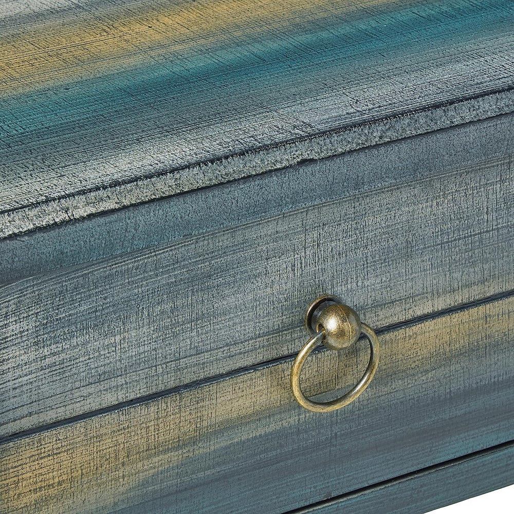 Glancio Beautiful Console Table Antique Oak & Teal Blue AMF-97257