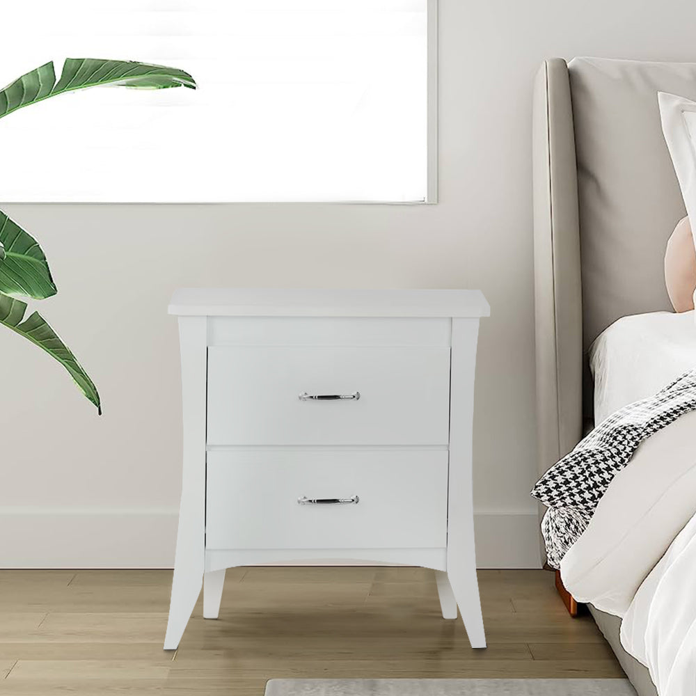 Nightstand | 2 Drawers | Contemporary Style | Babb | White