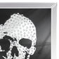 Square Shape Mirror framed Skull Wall Decor With Crystal Inlays, Black & Silver - AMF-97315