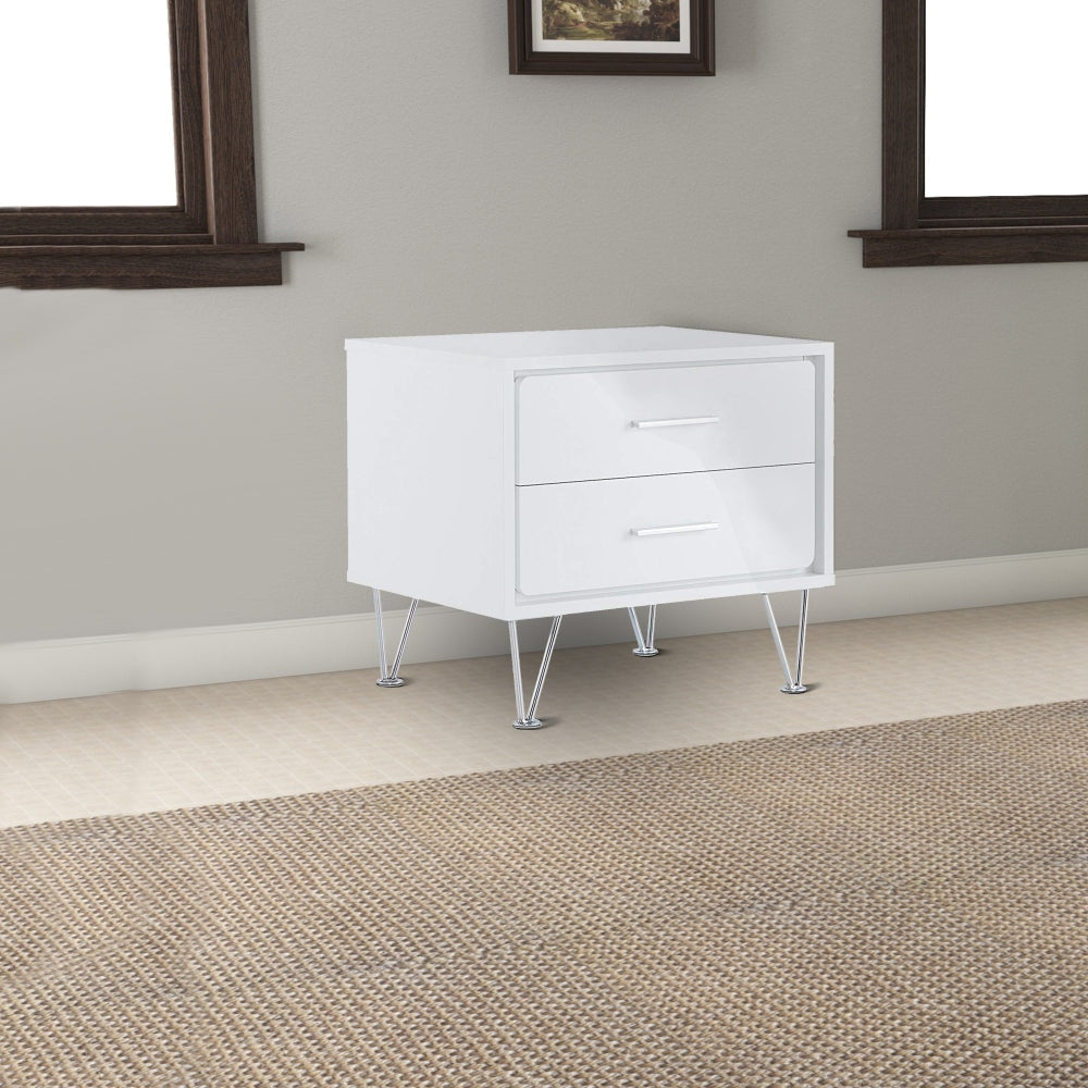 Nightstand | 2 Drawers | Contemporary Style | Deoss | White