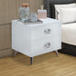 Modern Style Wood & Metal Nightstand By Elms, White & Chrome