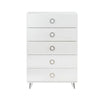 Five Drawers Wooden Chest In Contemporary Style, White - AMF-97370