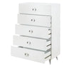 Five Drawers Wooden Chest In Contemporary Style, White - AMF-97370