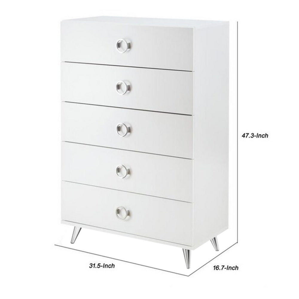 Five Drawers Wooden Chest In Contemporary Style White - AMF-97370 AMF-97370