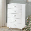 Five Drawers Wooden Chest In Contemporary Style, White - AMF-97370