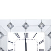 Mirrored Wall Clock with Faux Rhinestones Inlay, White - AMF-97406