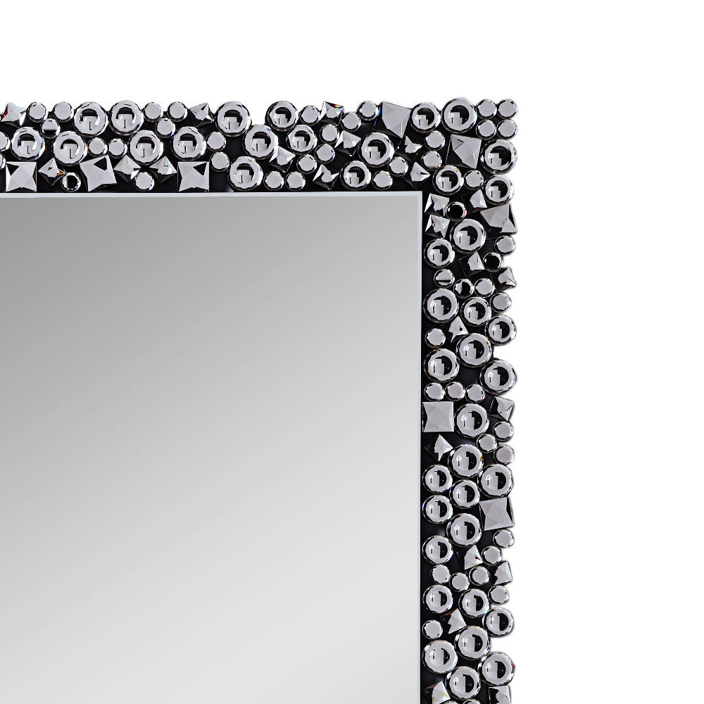 Wall Decor | Wood Backing | Faux Crystals Border | Black & Clear