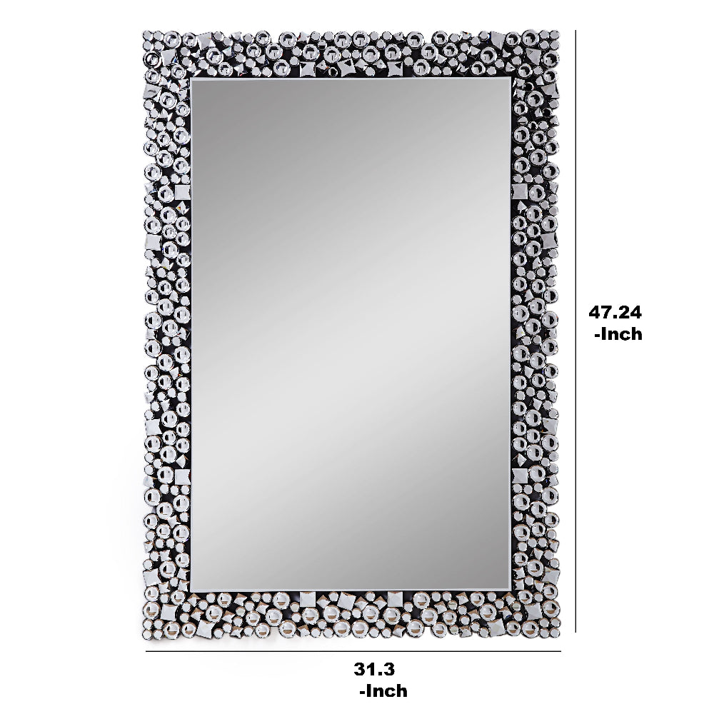 Wall Decor | Wood Backing | Faux Crystals Border | Black & Clear