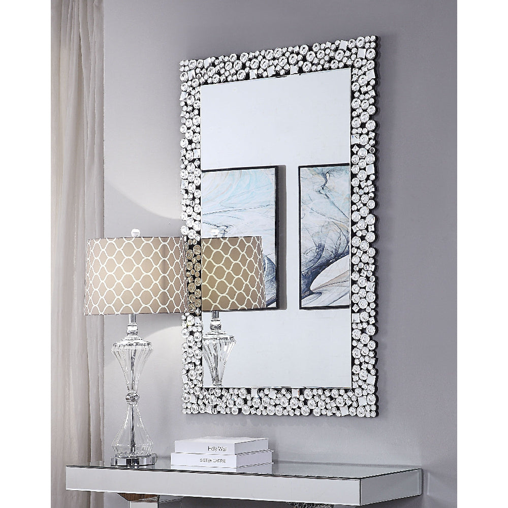 Wall Decor | Wood Backing | Faux Crystals Border | Black & Clear