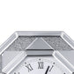 Octagonal Shaped Mirrored Frame Wall Clock with Faux Crystal Inlay, Silver - 97613