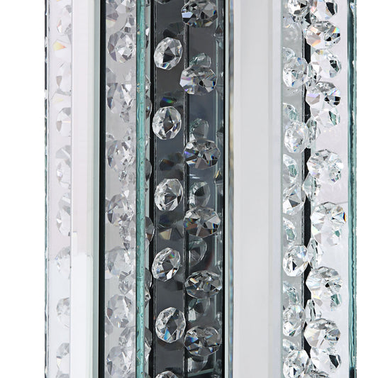 Wood and Glass Candle Holder with Faux Crystal Studs, Clear, Set of Two, Small - 97621
