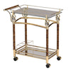 Serving Cart | Alluring Design | Gold Plated | Clear Glass