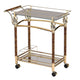 Serving Cart | Alluring Design | Gold Plated | Clear Glass