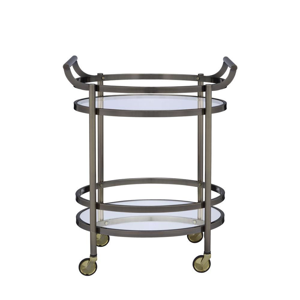 Serving Cart | Oval | Clear Glass | Gold Finish AMF-98190