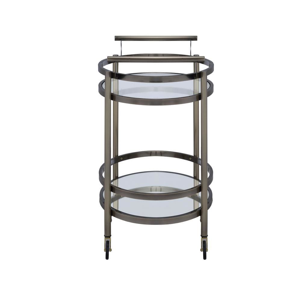 Serving Cart | Oval | Clear Glass | Gold Finish AMF-98190