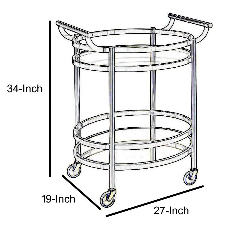 Serving Cart | Oval | Clear Glass | Gold Finish AMF-98190