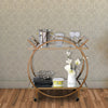 Serving Cart | Mirrored Shelf | Angled Handles | Gold & Clear