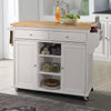 Kitchen Cart | 2 Door Cabinet | Natural Brown & White
