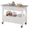 Kitchen Cart | Stainless Steel Top | Gray & White