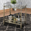 Two Tiered Metal Serving Cart with Glass Shelves and Side Rails Antique Gold - 98350 AMF-98350