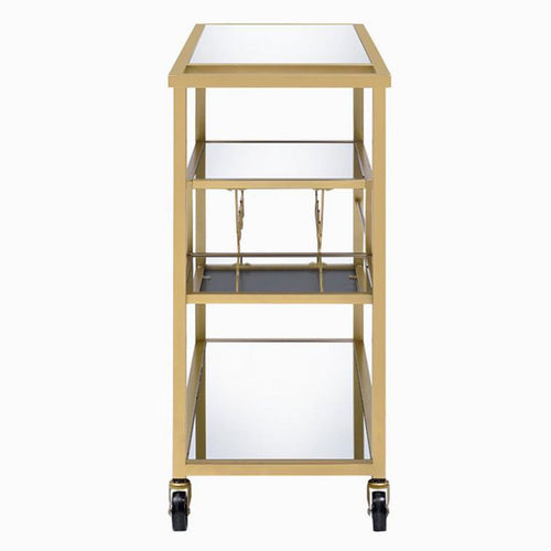 Serving Cart | Wine Holder | Stemware Rack | Gold & Clear