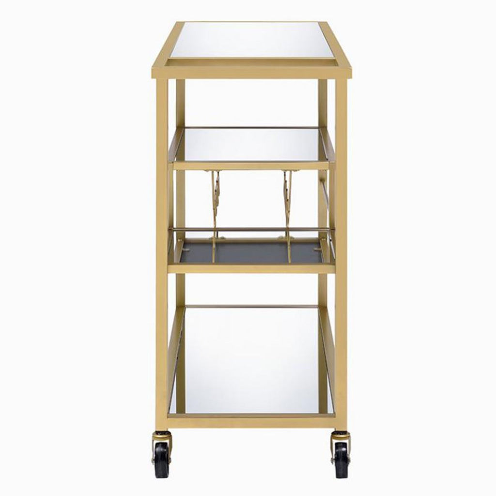 Serving Cart | Wine Holder | Stemware Rack | Gold & Clear