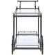 Metal Framed Serving Cart with Side Handle Black and Gold By Casagear Home AMF-98370