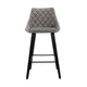 26 Inch Velvet Upholstered Diamond Tufted Wood Leg Barstool Gray and Black By Casagear Home BM214620