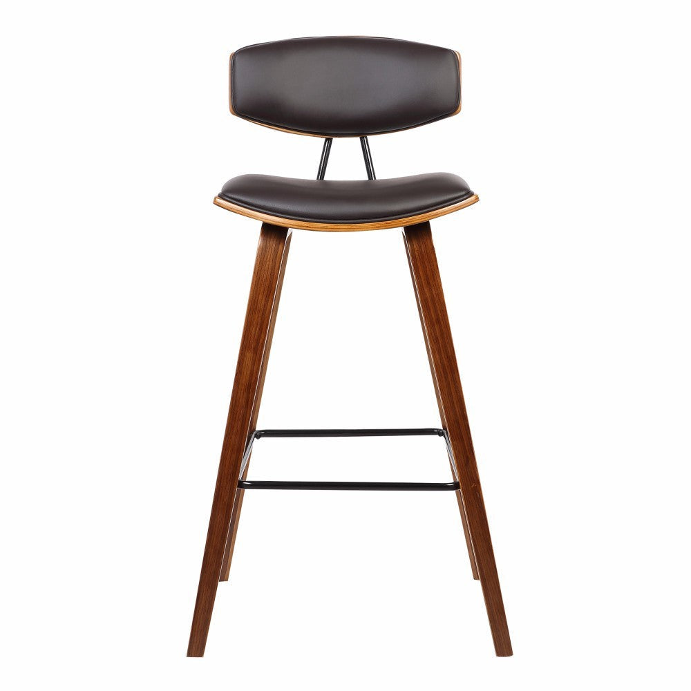 Wooden Frame Leatherette Barstool with Flared Legs Brown By Casagear Home BM155596