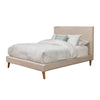 Poplar And Pine Wood Full Size Upholstered Platform Bed, Beige