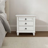 Nightstand | 3 Drawers | Pine Wood | White Finish