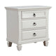 Pine Wood 3 Drawer Nightstand in White APF-1306-W-NS
