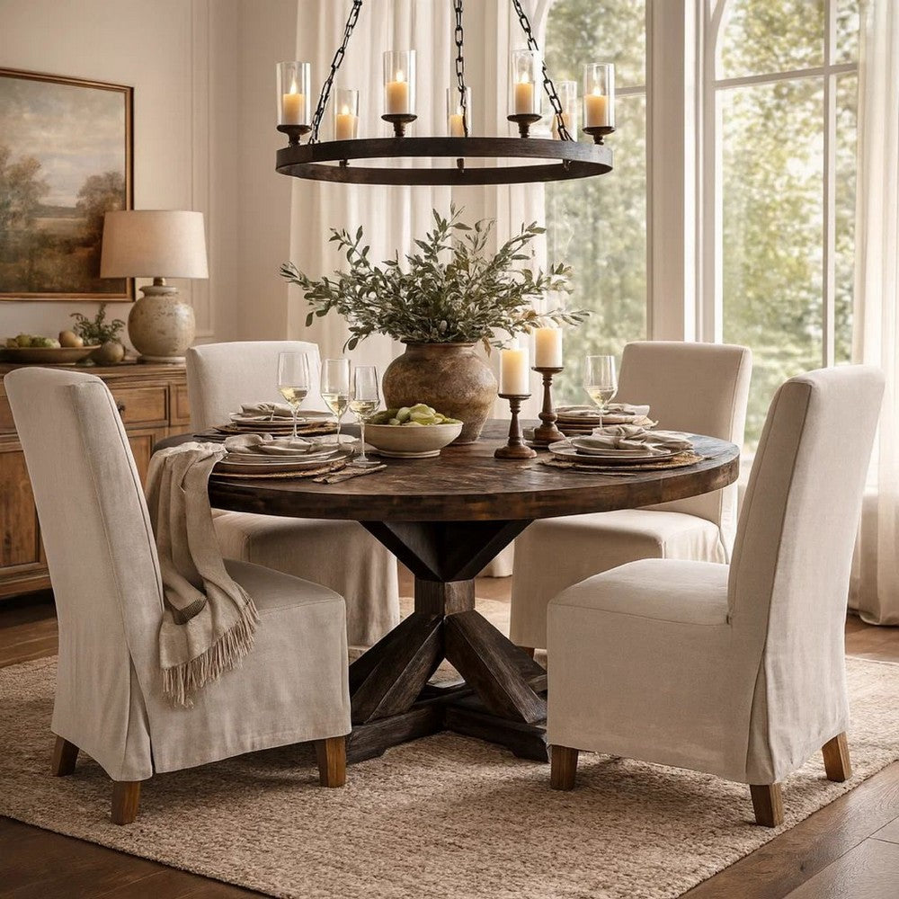 Dining Table | Round | Acacia Wood | Brown Finish