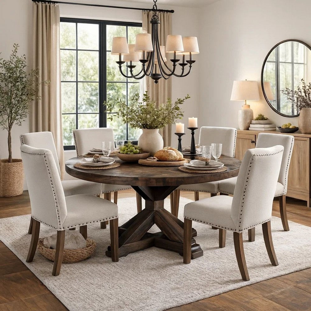 Dining Table | Round | Acacia Wood | Brown Finish