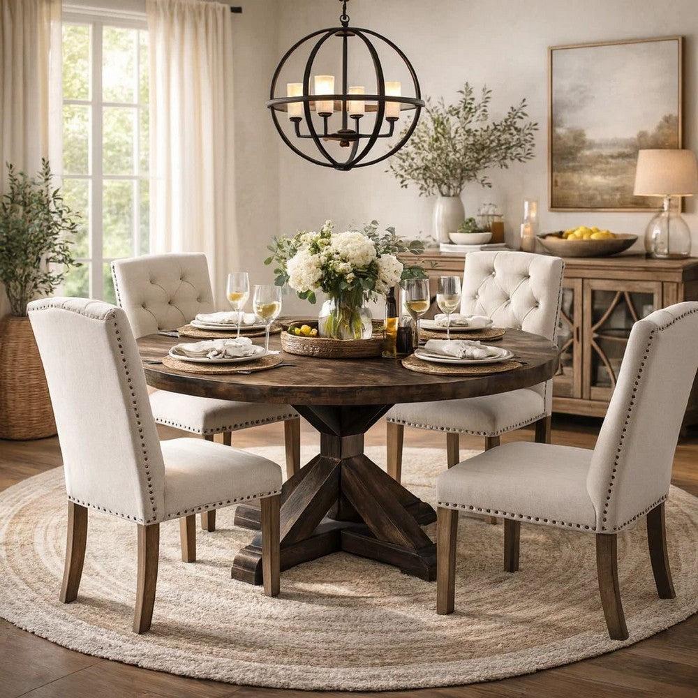 Dining Table | Round | Acacia Wood | Brown Finish