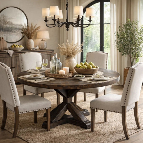 Dining Table | Round | Acacia Wood | Brown Finish