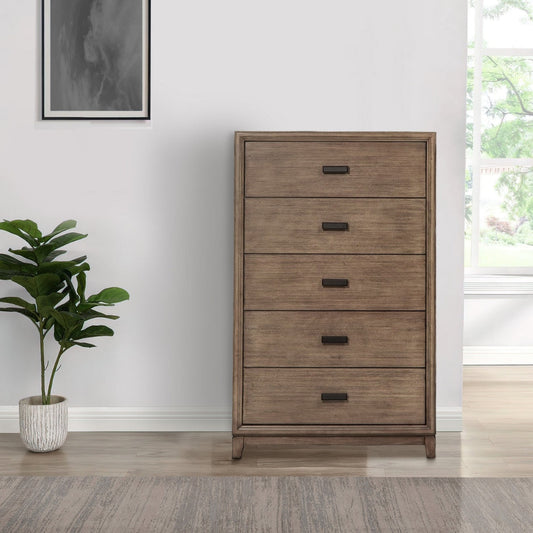 Wooden Chest with 5 Drawers, Brown