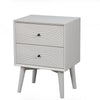 Two Drawers Mahogany Wood Nightstand with Tapered Legs, White