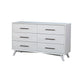 Six Drawers Mahogany Wood Dresser with Splayed Legs White APF-1867-03