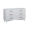 Six Drawers Mahogany Wood Dresser with Splayed Legs, White